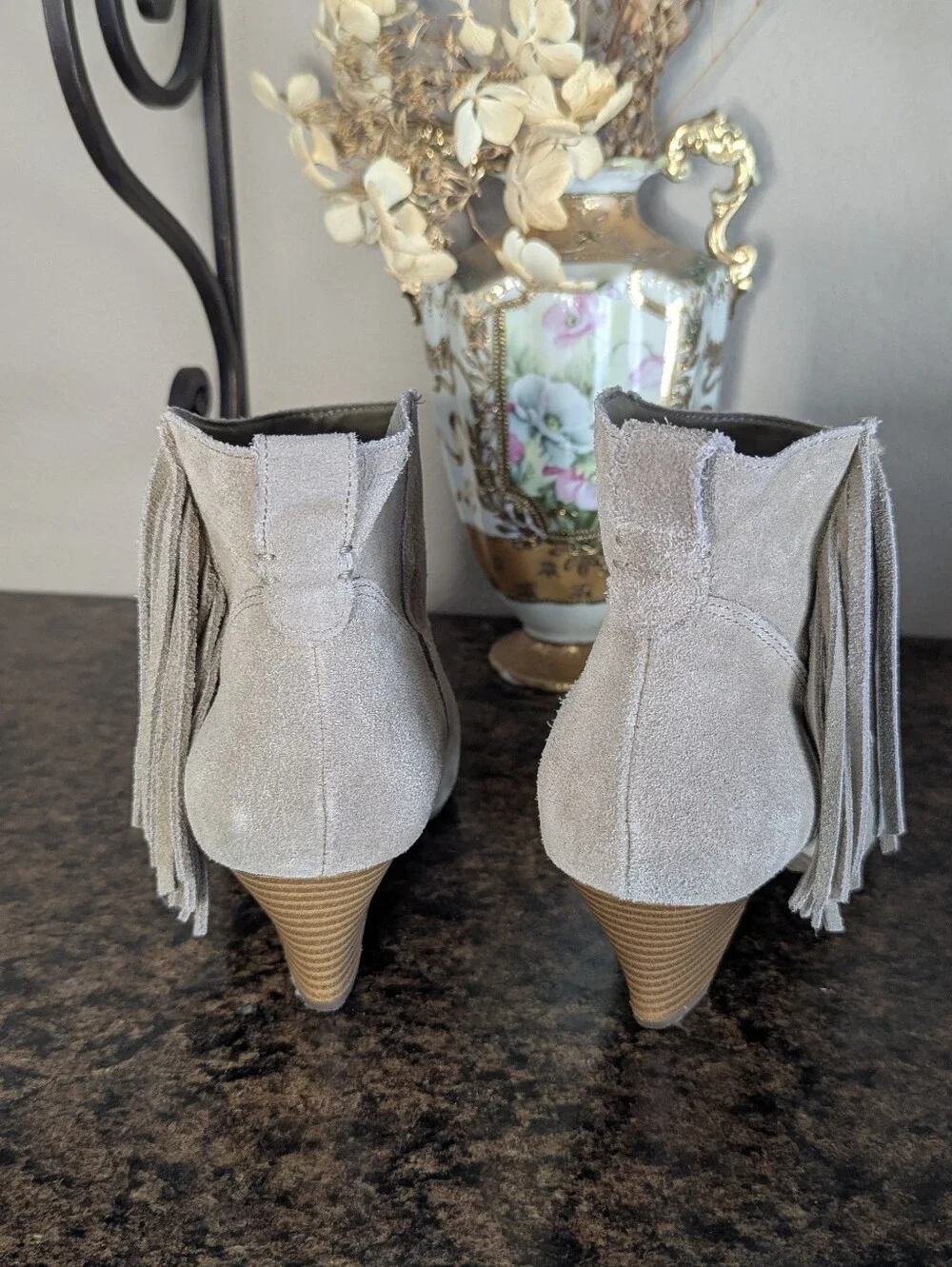 American Eagle Outfitters Faux Suede Fringe Booties With Small Heel 7